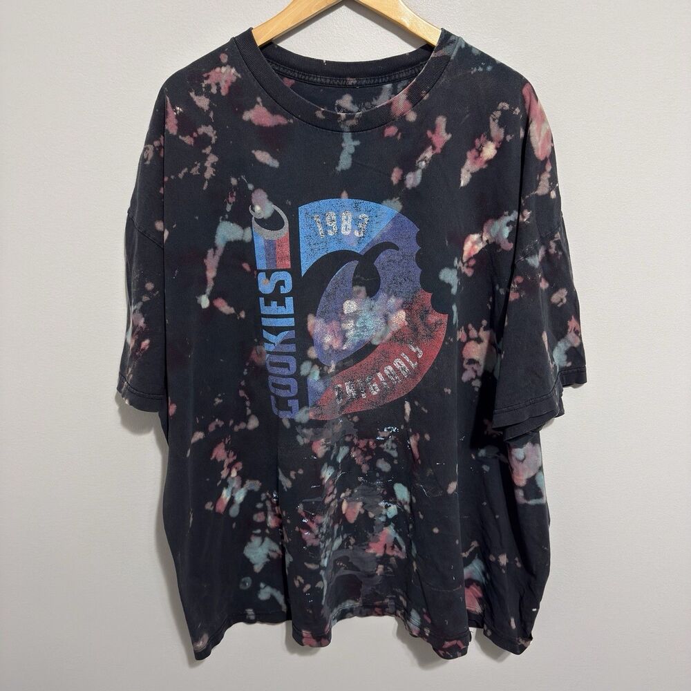 Cookies SF Blue Tie Dye Short Sleeve White Spell-Out Crew Neck T-Shirt Mens 4XL